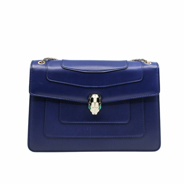 SERPENTI DOUBLE FLAP CHAIN BAG DARK BLUE GHW - L'UXE LINK