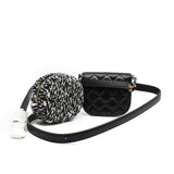 thumbnail CC Black Quilted Lambskin Waist Bag With Black And White And Tweed Coin Purse GHW Seri 28 - L'UXE LINK