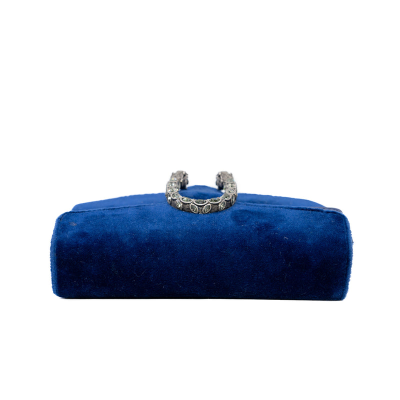 Dionysus Blue Velvet Super Mini Bag Ruthenium Hardware