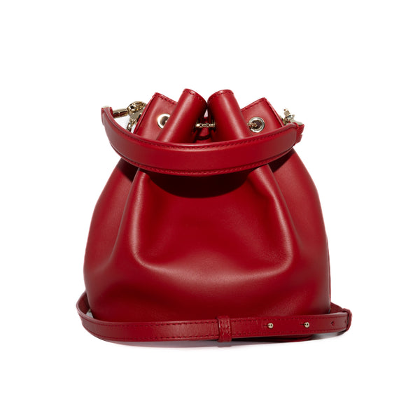 Serpenti Small Forever Calf Leather Red Bucket Bag LGHW - L'UXE LINK