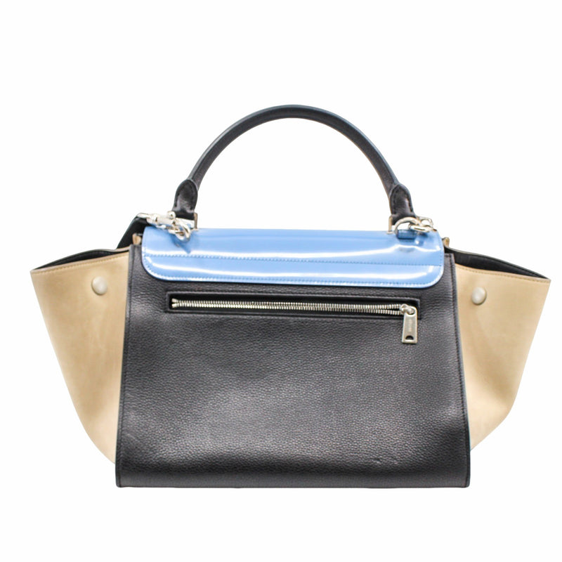 TRAPEZE HANDLE BAG SMALL BLUE PATENT PHW