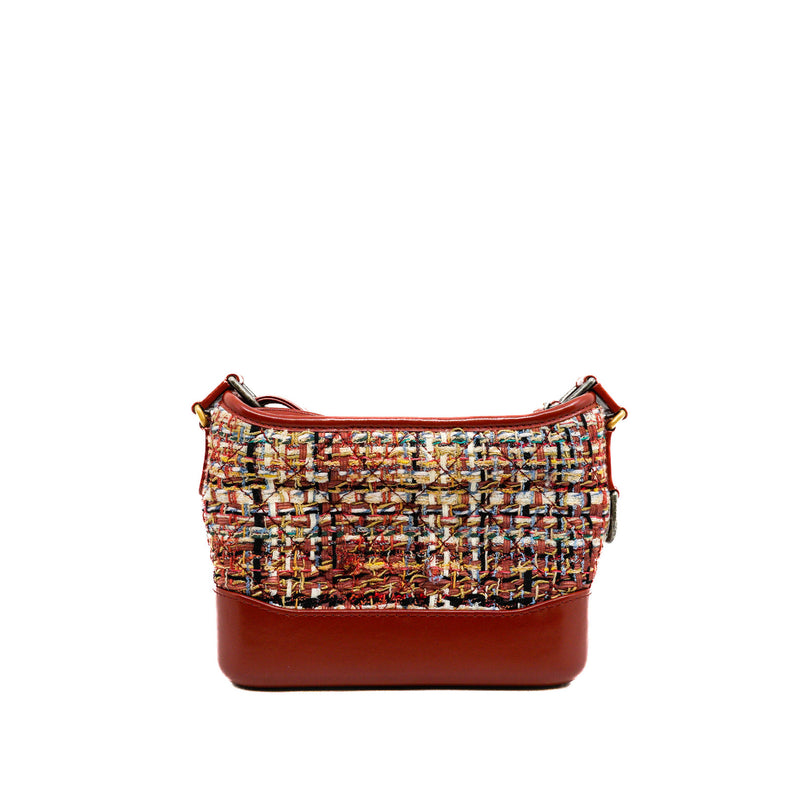 Small Multi And Red Tweed Calfskin Gabrielle Hobo Bag Seri 25 - L'UXE LINK