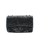 thumbnail Jumbo Black Sequin Lambskin Moonlight On Water Single Flap Bag Seri 15 - L'UXE LINK