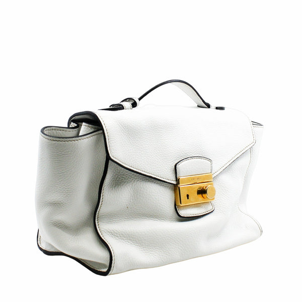 Sound Lock  strap bag leather white  ghw - L'UXE LINK