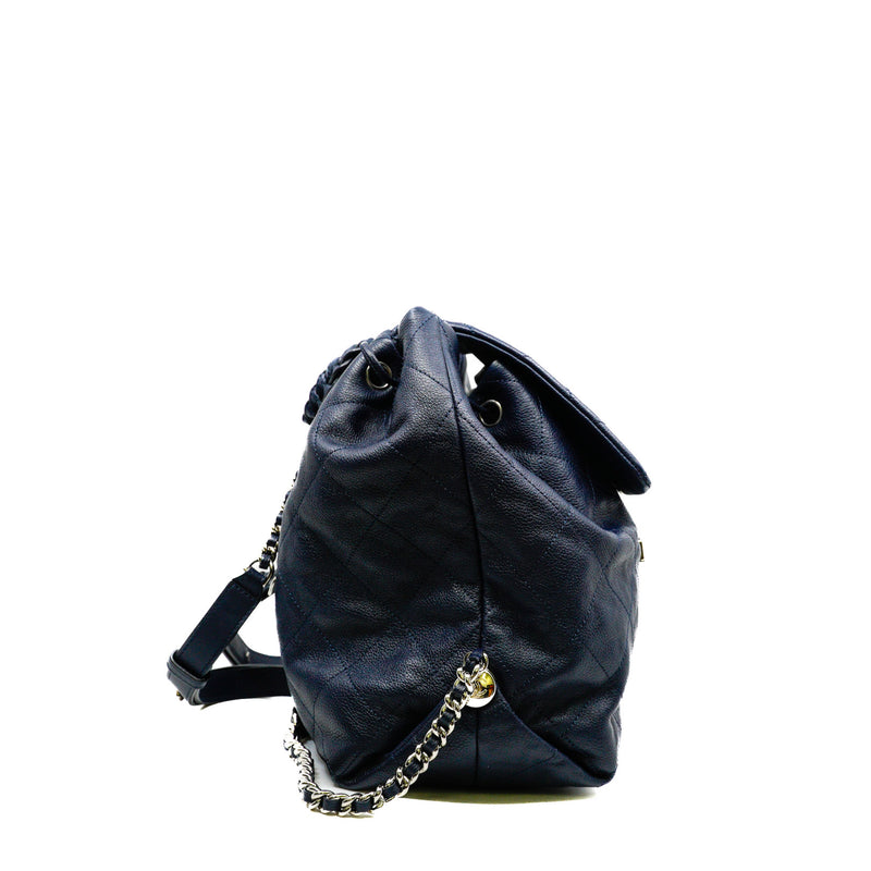 Grained Calfskin Navy Stitched Braided Backpack SHW Seri 25 - L'UXE LINK