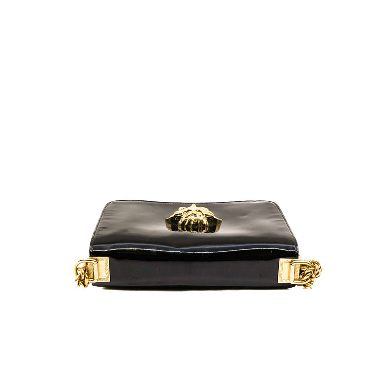 Black Patent Leather Medusa Chain Clutch GHW - L'UXE LINK