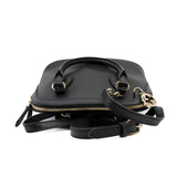 thumbnail small GG Interlocking bag in black with strap GHW