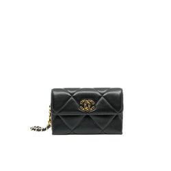 19 Bag In Black Lambskin Quilted Flap Clutch Multi Hardware Seri 31