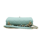 thumbnail 22C Medium Flap Bag With Enamel Chain In Calfskin Mint Green PHW Seri 29