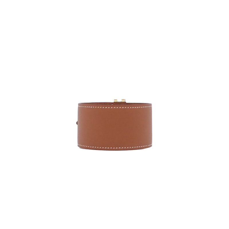 Elan cuff bracelet in leather gold ghw - L'UXE LINK