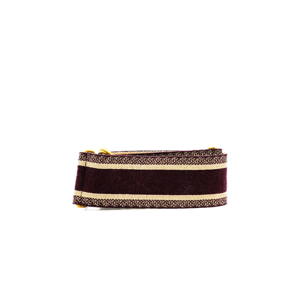 Burgundy Canvas Embroidered Shoulder Strap GHW - L'UXE LINK