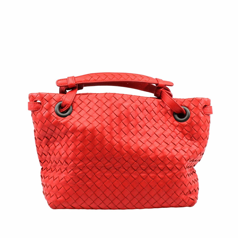 Bella Tote Intrecciato Nappa small Leather orange red  Gun Metal