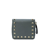 thumbnail Rockstud Zip Around Wallet In Grey Calfskin Leather GHW - L'UXE LINK