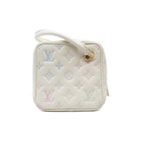 thumbnail New Square White and Rainbow Multicolor Lambskin Bag with Chain GHW - L'UXE LINK