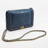 thumbnail Leboy Blue Wallet On Chain In Python Leather GHW Seri 24 - L'UXE LINK