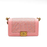 thumbnail Medium Leboy In Pink Lambskin Leather Shoulder Bag With Multicolor Chain GHW Seri 27