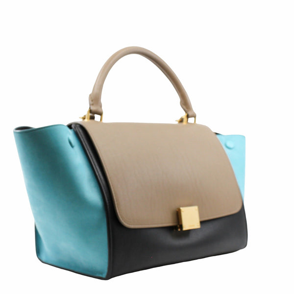 TRAPEZE HANDLE BAG SMALL blue and nude  ghw - L'UXE LINK