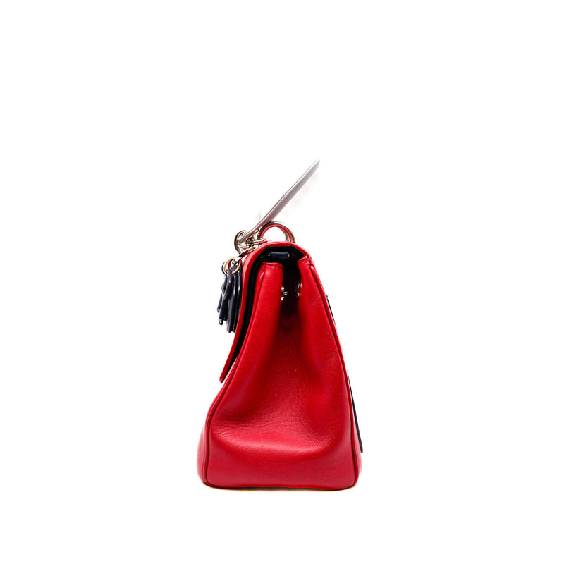 Small Be Dior with Grey Top Handle Calfskin Red/Navy Phw with Strap - L'UXE LINK