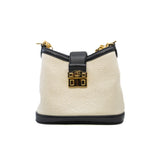 thumbnail small embossed tote bag in leather white ghw