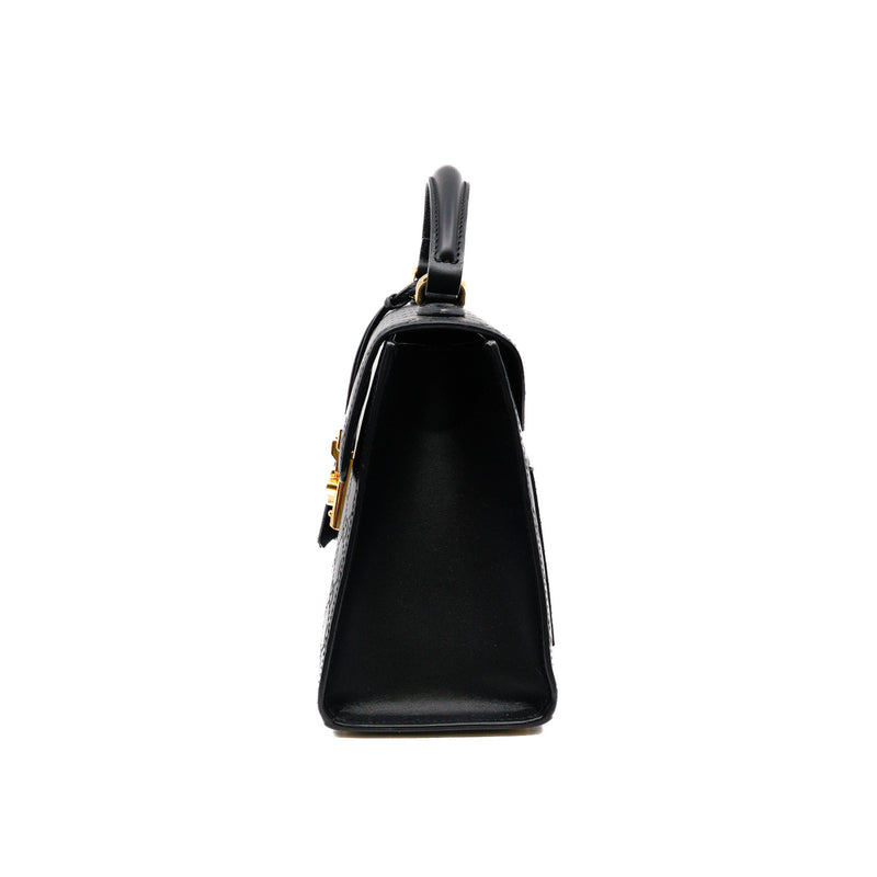 padlock top handle bag in double G leather black ghw - L'UXE LINK