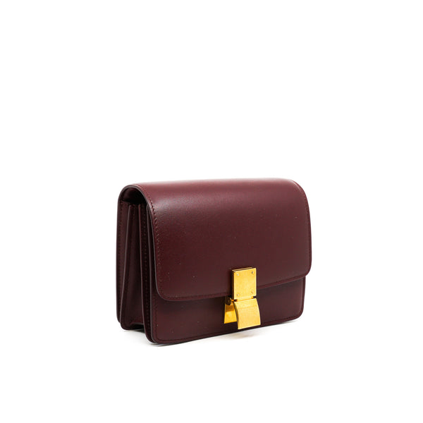 small CLASSIC BAG IN BOX CALFSKIN BURGUNDY ghw - L'UXE LINK