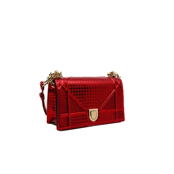 Micro Cannage Small Diorama Red Metallic Patent Bag 2011 - L'UXE LINK