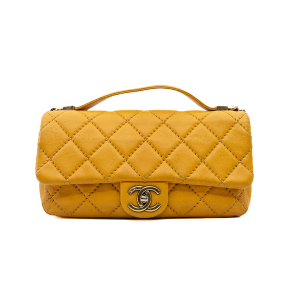 Urban Day Medium Quilted Calfskin Yellow Flap Bag Seri 20 GHW