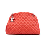 thumbnail Mademoiselle Large Red Orange Quilted Caviar Leather Bowling Bag Seri 17 PHW - L'UXE LINK