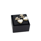 thumbnail CC Pearl Heart Drop Pendant Ear Clip GHW 22C - L'UXE LINK