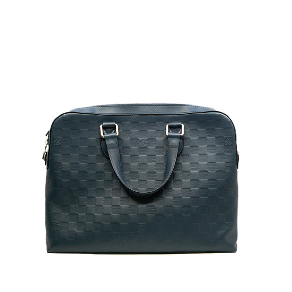 Porte-Documents Jour In Navy Damier Infini Leather Bag PHW With Strap - L'UXE LINK