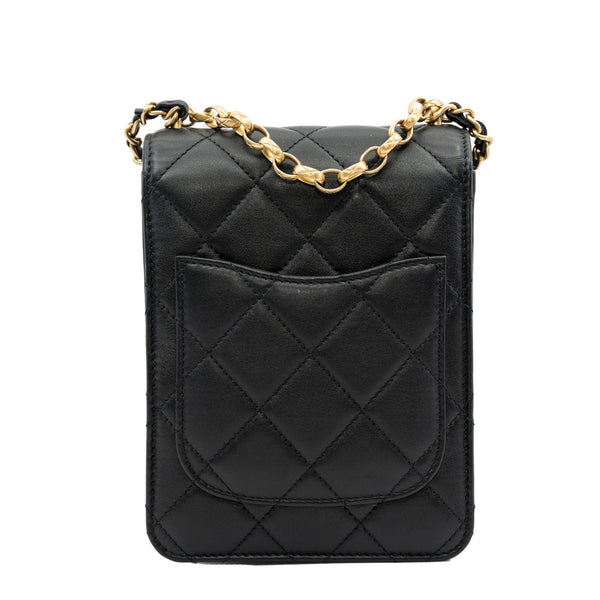 Resin And Pearl Black Calfskin Quilted CC Flap Bag GHW Seri 30 - L'UXE LINK