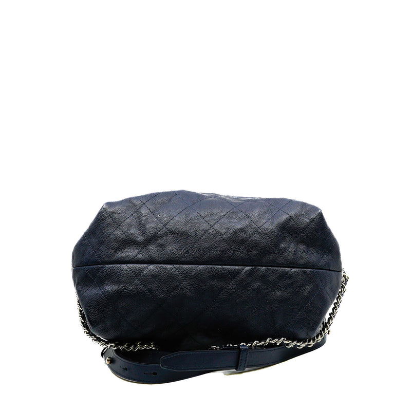 Grained Calfskin Navy Stitched Braided Backpack SHW Seri 25 - L'UXE LINK