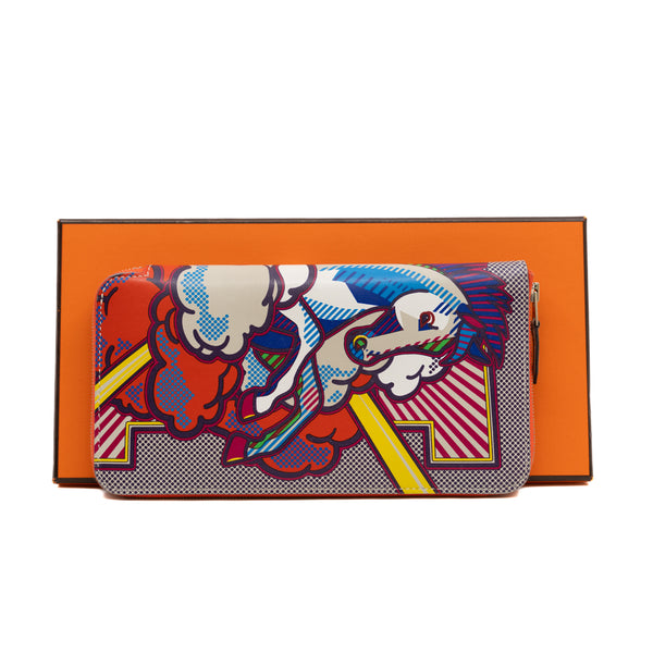 Azap Long Pegasus Pop Orange Swift Zip Around Wallet PHW A Stamp - L'UXE LINK