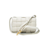 thumbnail Classic White Lambskin Padded Cassette Intreccio Leather Bag GHW - L'UXE LINK