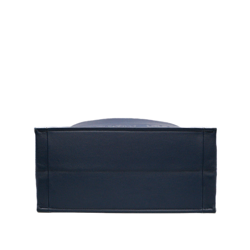 Medium Book Tote In Navy Embossed Leather 2020