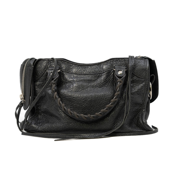 Mini Le City Bag In Black Arena Storico Lambskin PHW With Logo Strap - L'UXE LINK