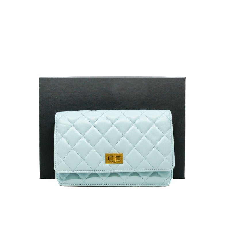 2.55 Reissue Wallet On Chain Aged Calfskin Light Blue Brushed GHW Seri C11TXXXX - L'UXE LINK