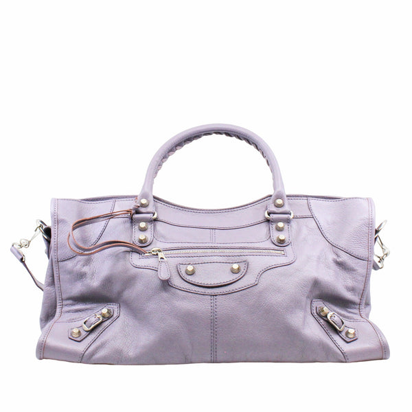 CITY CLASSIC STUDS BAG small  METALLIC LEATHER light purple  ANTIQUE BRASS - L'UXE LINK