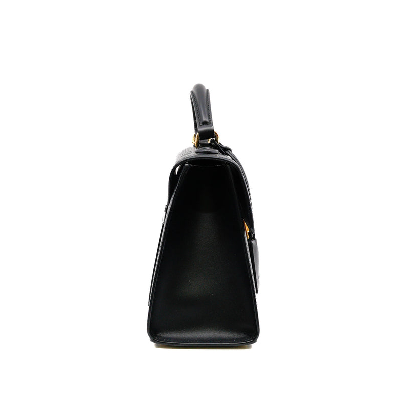 padlock top handle bag in double G leather black ghw - L'UXE LINK