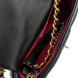 thumbnail 19 Black Quilted Shiny Lambskin Leather Handbag Multi Hardware Seri 31 - L'UXE LINK