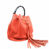 thumbnail tote bag  medium  with bamboo handle and strap orange - L'UXE LINK