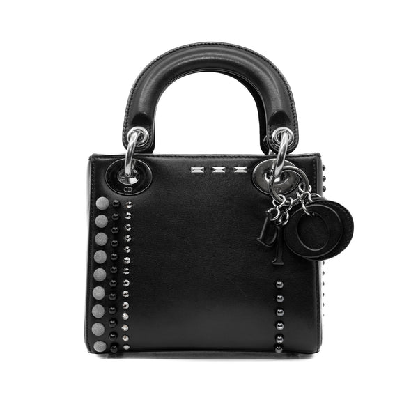 Limited Mini Lady With Crystal And Stud In Lambskin Black PHW 2016