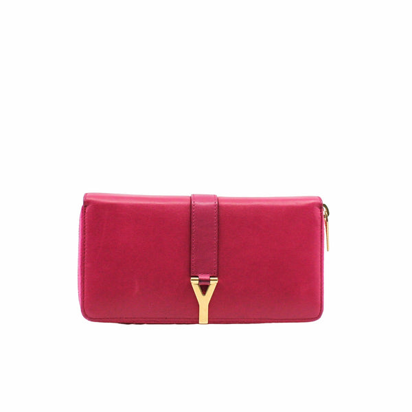 Y LOGO CALFSKIN LEATHER wallet red rose