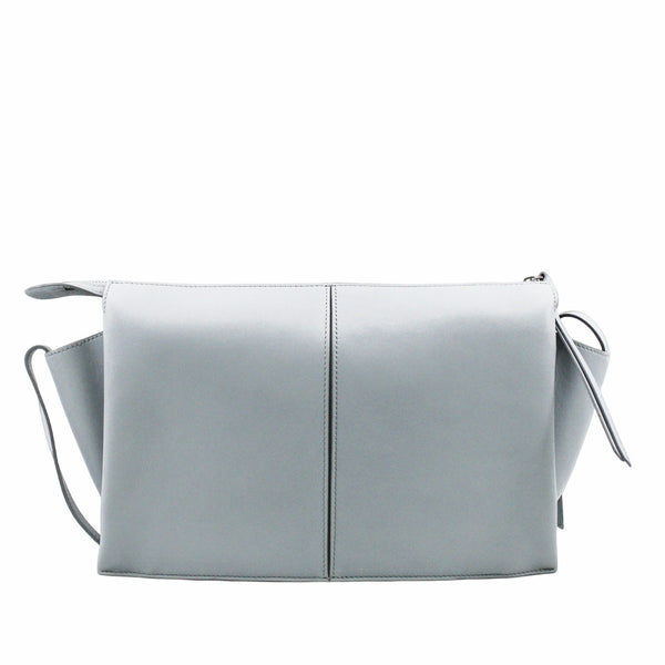 TRI-FOLD Clutch on Chain Supple Natural Calfskin leather Cloud blue phw - L'UXE LINK