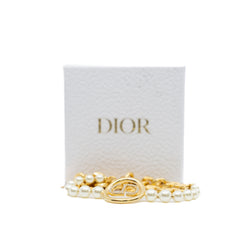 30 Montaigne Bracelet With CD Logo Resin Pearl Gold/White