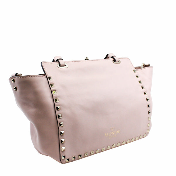 ROCKSTUD TOTE SMALL LEATHER LIGHT PINK PHW - L'UXE LINK