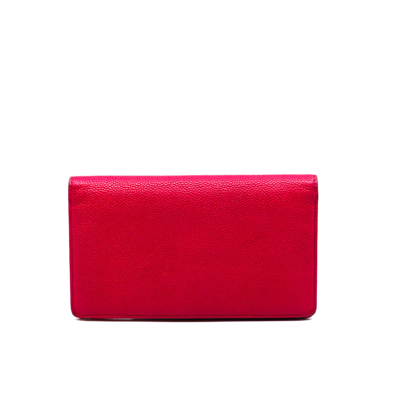 Classic Long Flap Wallet In Pink Caviar Leather - L'UXE LINK