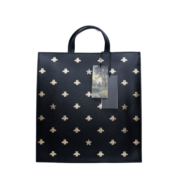 tote medium black bee calf skin ghw - L'UXE LINK