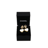 thumbnail CC Pearl Heart Drop Pendant Ear Clip GHW 22C - L'UXE LINK