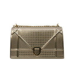 Medium Micro Cannage Diorama Bag In Gold And Metallic Calfskin GHW - L'UXE LINK